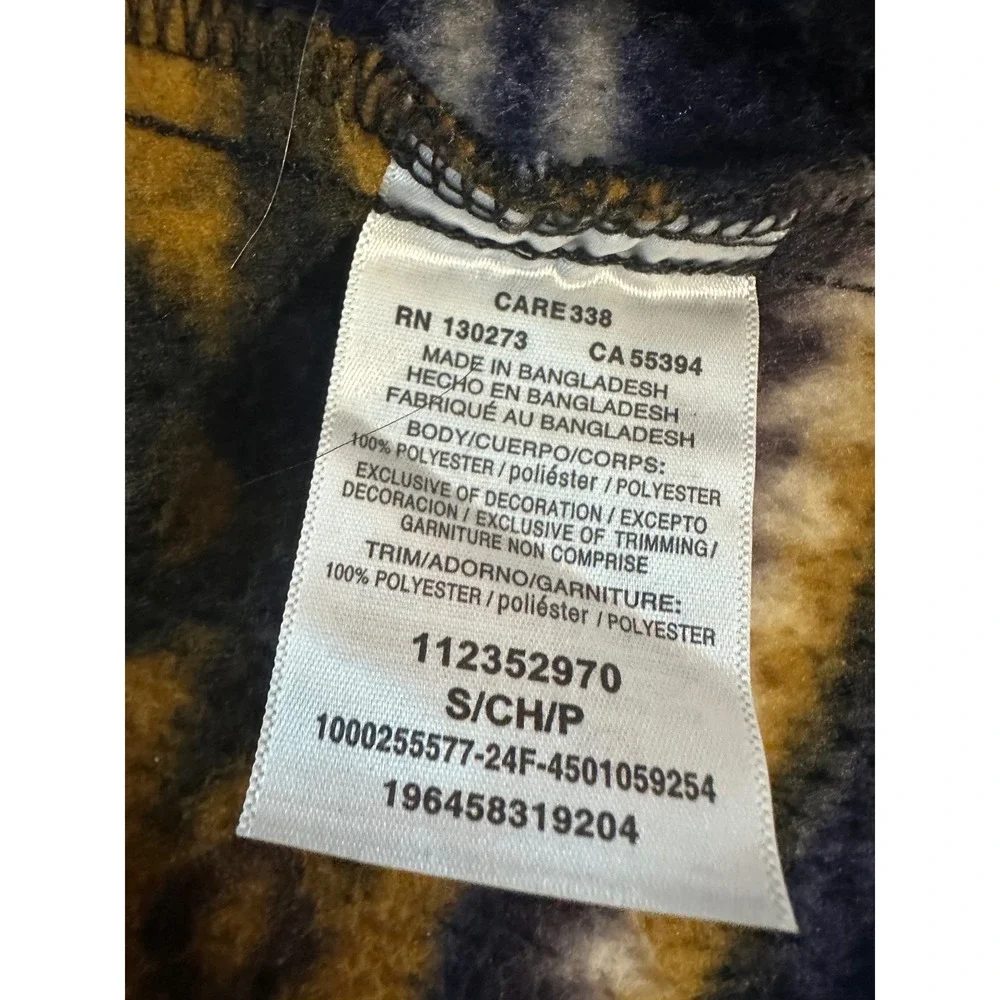 Wrangler Mens Southwestern Aztec Fleece Jacket Navy Orange Large